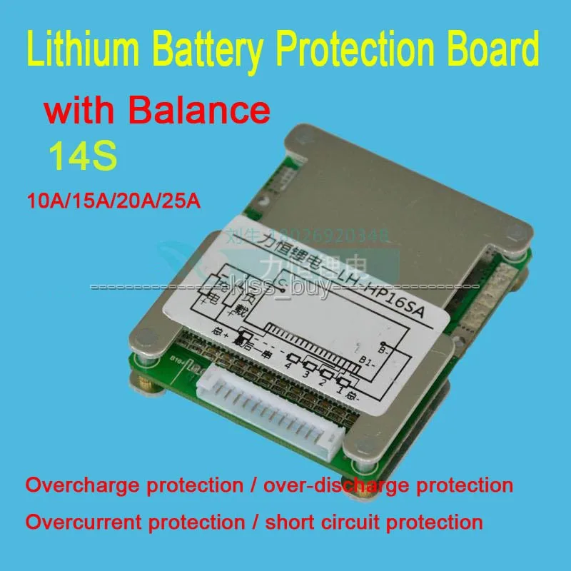 Фото Защитная плата BMS PCM для зарядного устройства литий-ионных батарей 14S cells 48V 20A 18650