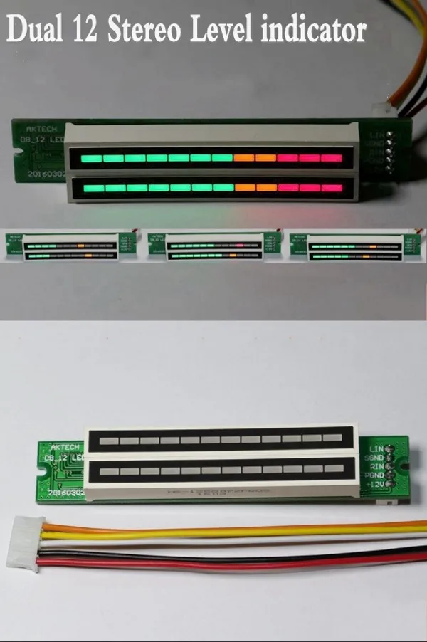 Светодиодный дисплей с двойным 12 битным дисплеем регулируемый измеритель уровня
