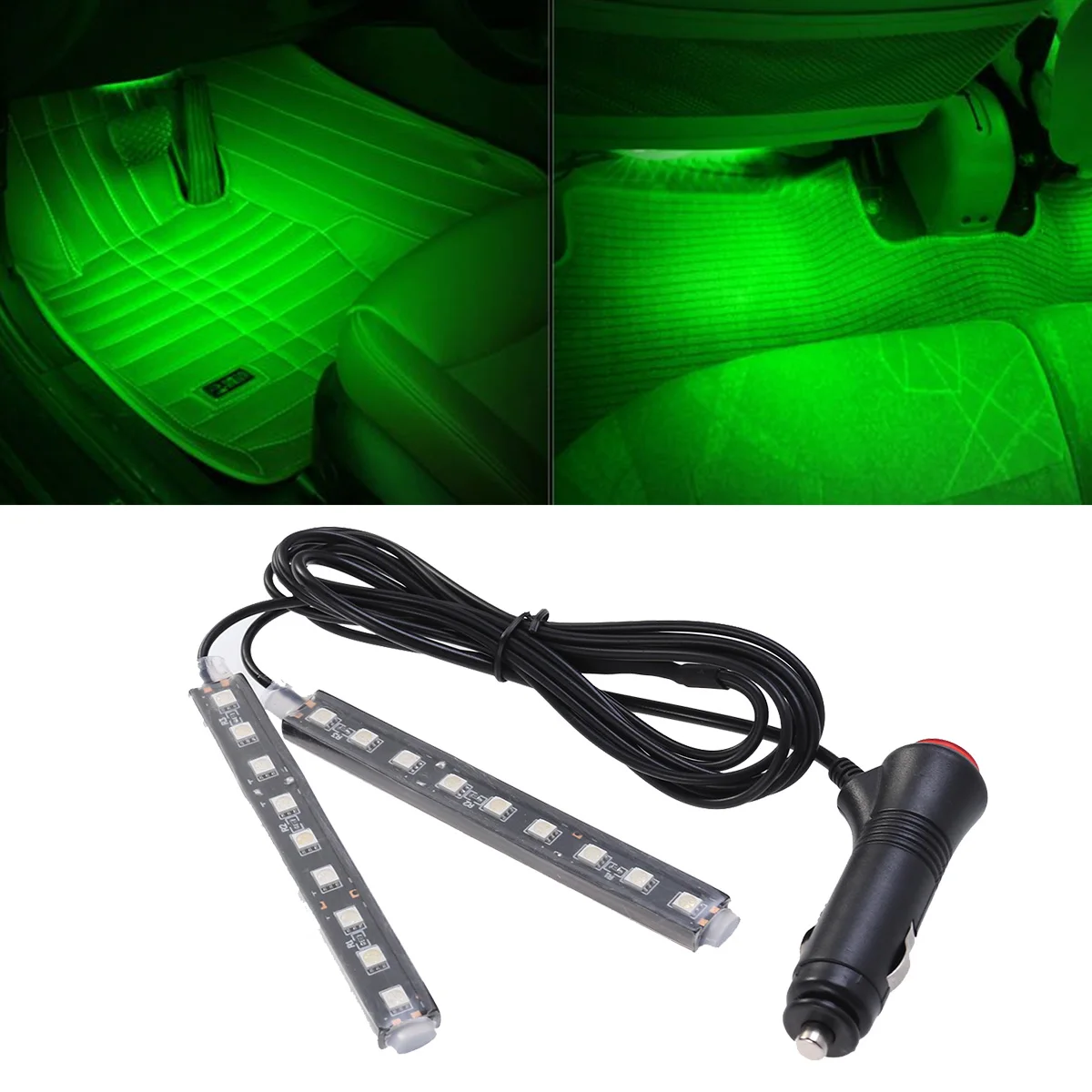 2*9 светодиодов для салона автомобиля неоновая красочная атмосферная