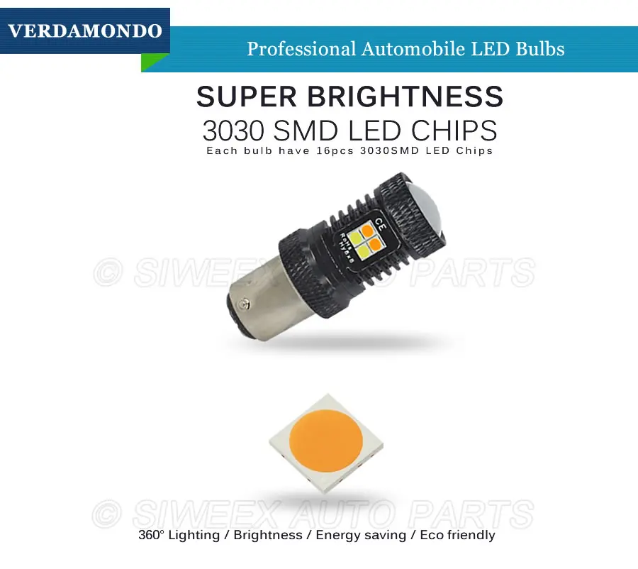 Светодиодная лампа дневного света P21 1157 BAY15D T20 7443 T25 3157 16SMD 3030|Сигнальная лампа| |