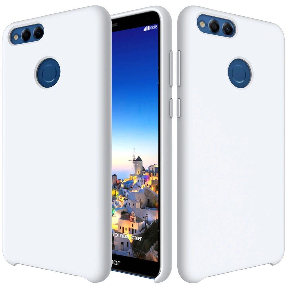 Для Honor 7x чехол, Мягкая силиконовая задняя крышка для huawei Honor 7x, жидкий силиконовый чехол, 5,93 дюймов, Ультратонкий матовый чехол для телефона - Цвет: Белый