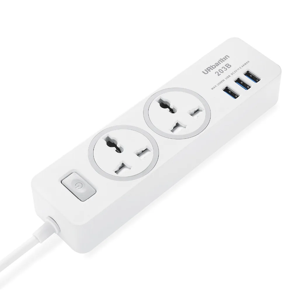 Urbantin 2AC & с 3 портами (стандарт общий выключатель Мощность полосы USB розетка смарт