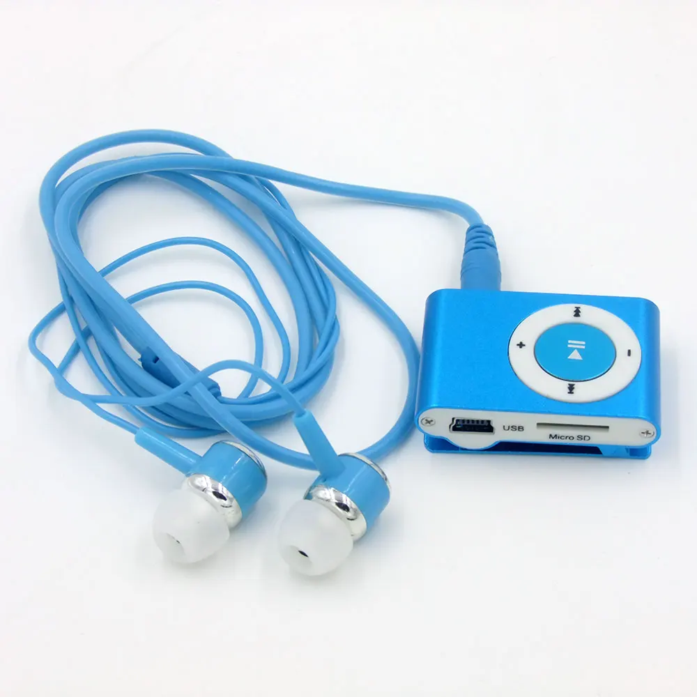 MP3 музыкальный плеер с модными наушниками наушники клип mp3 Портативный Спорт 3,5 мм мини Mp3 Поддержка Micro SD карты - Цвет: Синий