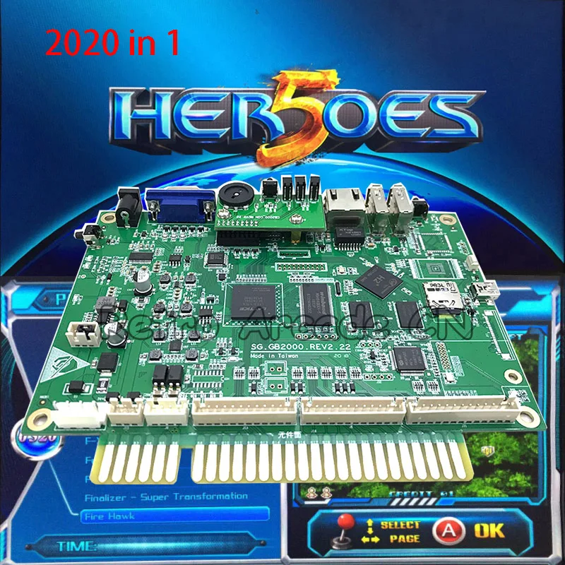 

10 шт./лот, новые герои 2020 в 1, аркадная плата jamma PCB, мультиигровая доска VGA/ HDMI для аркадных игр, поддержка игрового шкафа GPIO