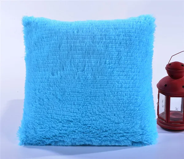 Blue Зимние теплые наволочки супер мягкие плюшевые монгольский искусственный мех бросок автомобиля диван домашний декор наволочки - Цвет: Blue