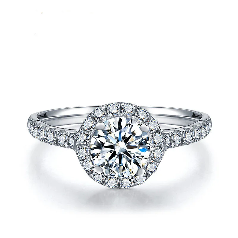 Однотонный комплект из 18-каратного белого золота для помолвки и невесты 1 карат 6 5