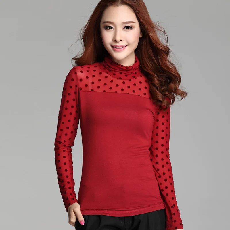 Женские блузки с длинным рукавом 2017 женские кружевные feminina плюс размер XXXL