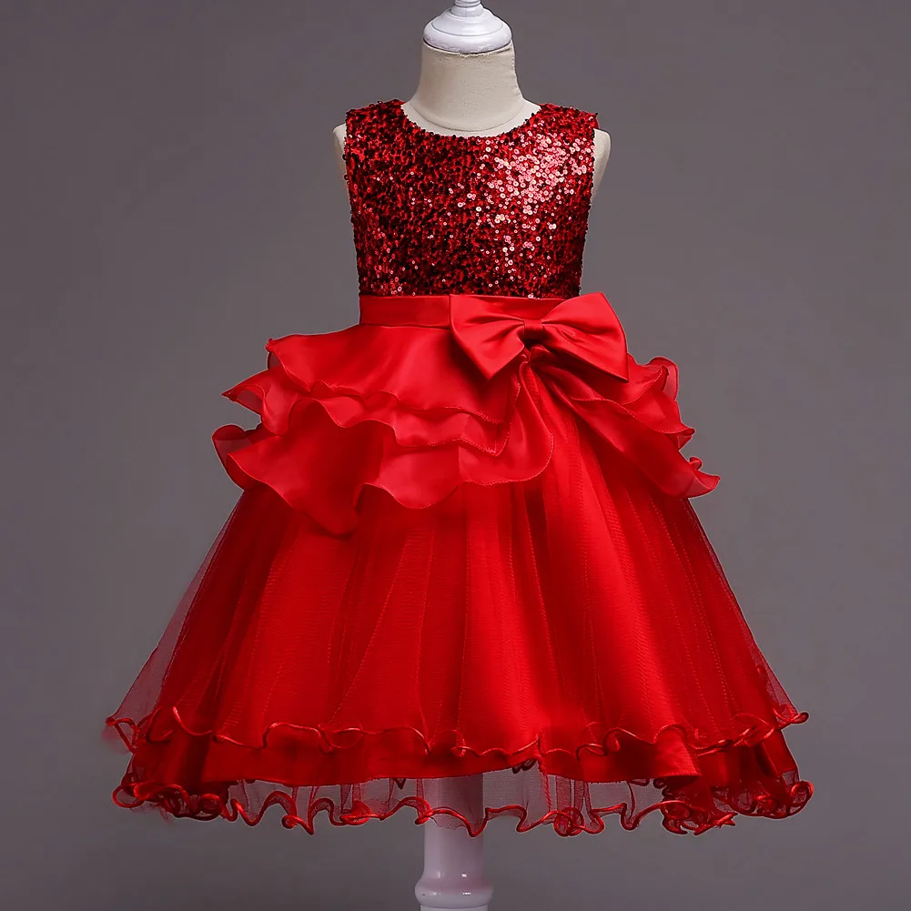 

3 To 13 Year Olds Kids Elegant Flower Girl Dress and Party Formal Evening Wear Sequin Children Wedding Dress for Girls