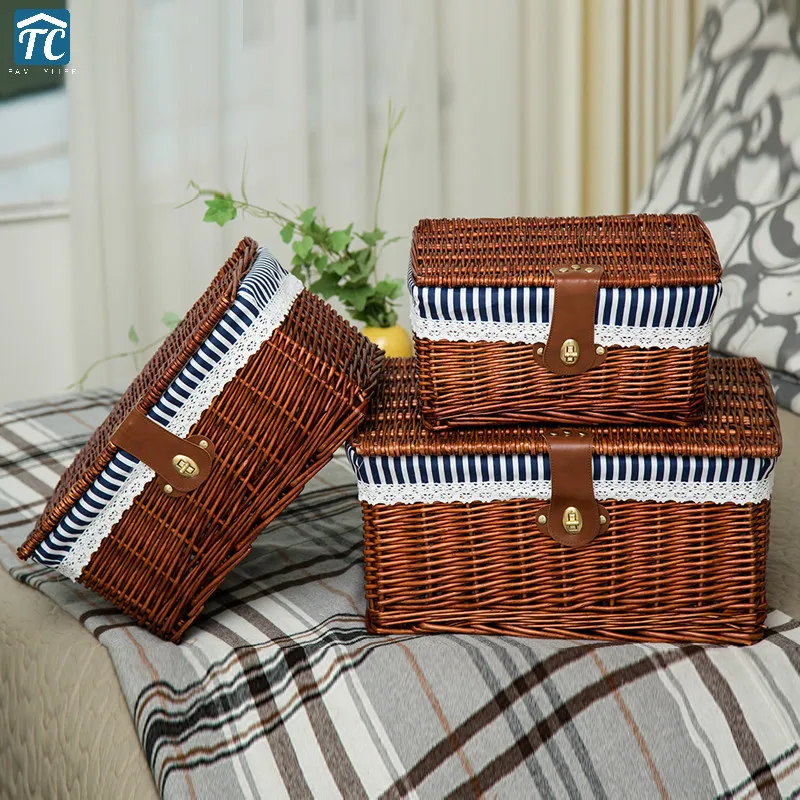 Бамбуковая плетеная корзина для хранения Idyllic одежда коробка мелочей Органайзер