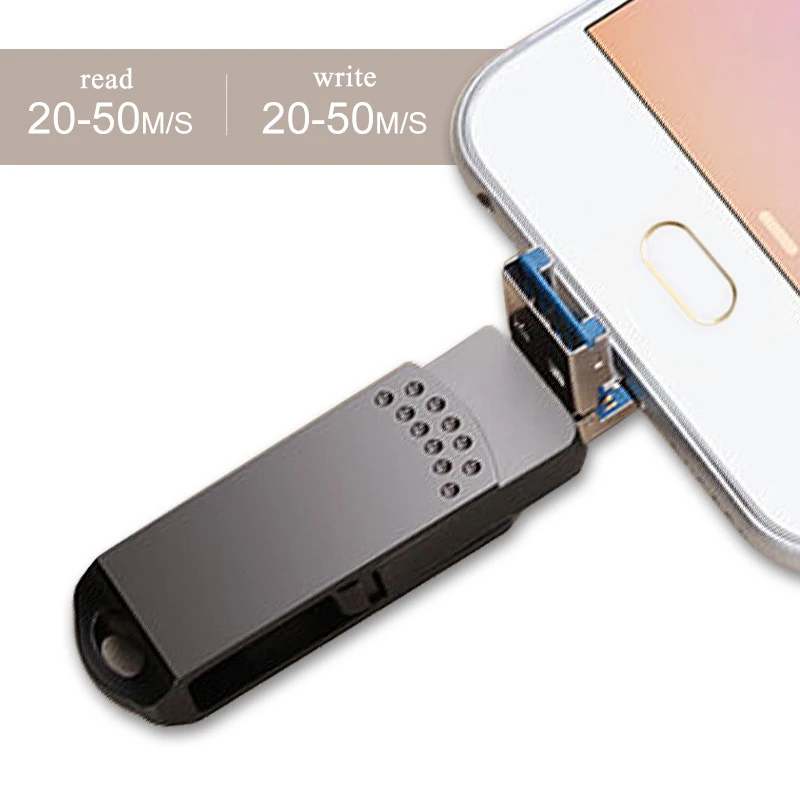 Металлический флеш накопитель 3 в 1 64 ГБ флешка 0 Type C память OTG 32 Гб 16 128 Micro USB для
