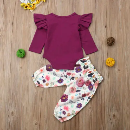 

Newborn Infant Baby Girl Clothes Sets Jumpsuit Bodysuit Tops Long Sleeve Floral Pant Casual Cute Outfit Baby Girls 0-18M