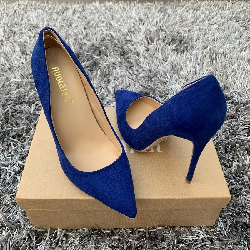 Женские замшевые туфли лодочки на тонком высоком каблуке 8/10/12 см вечерние