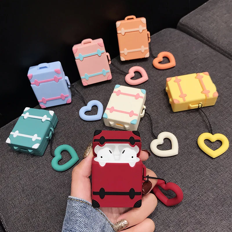 В форме чемодана силиконовый защитный чехол для наушников для Airpods, защитный чехол для iphone, зарядный чехол для наушников, чехол s