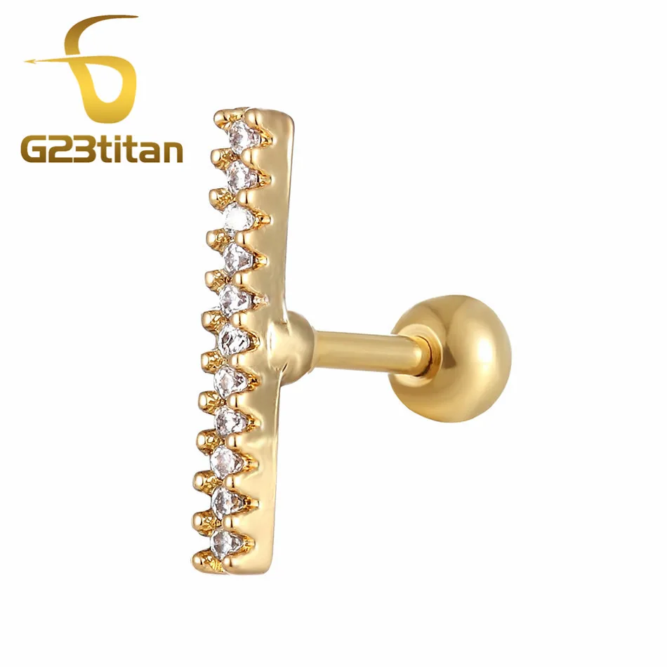 Ear Tragus Серьги с кристаллом из циркона 16G Медицинская сталь Хрящ Уха Пирсинг для пупка Штанга пирсинг уха верхняя Лабрет, украшения для пирсинга - Окраска металла: Ear Tragus