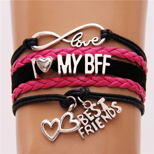 I love my bff Браслет Infinity Love I Love My Bff, браслет дружбы I Love Dance Heart+ Best Friends, кожаный браслет для женщин и мужчин - Окраска металла: I love my bff