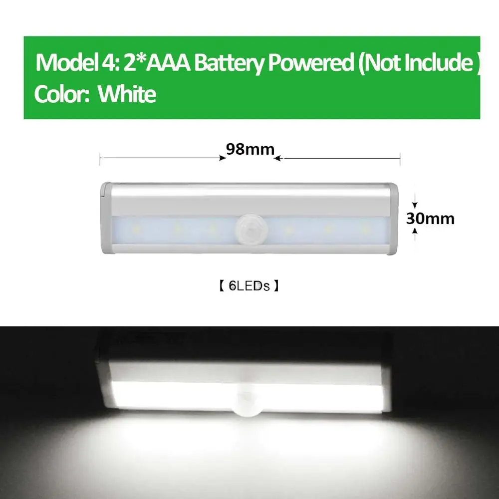 Bar Lamp 6LED White Настенный светильник PIR датчик движения светодиодный настенный светильник для кухни, спальни, лестницы, шкафа, подвала, дома, Ночной светильник, аварийное освещение - Цвет абажура: Bar Lamp 6LED White
