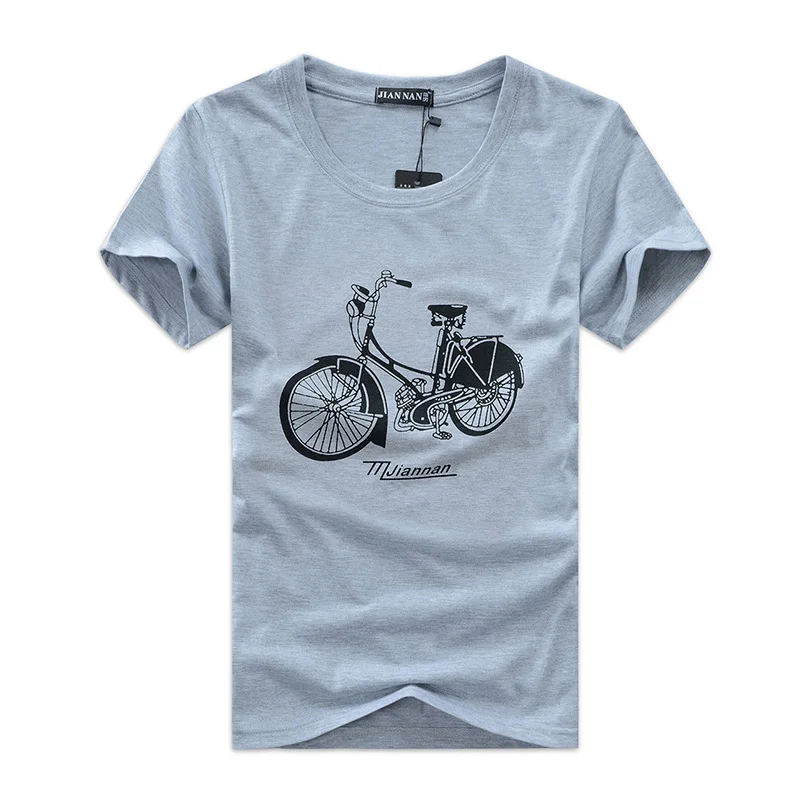 

Men's Tops Tees Cotton Bicycle Printed O-neck Slim Men Casual T Shirt Short Sleeve 5 Colors Plus Size S-5XL