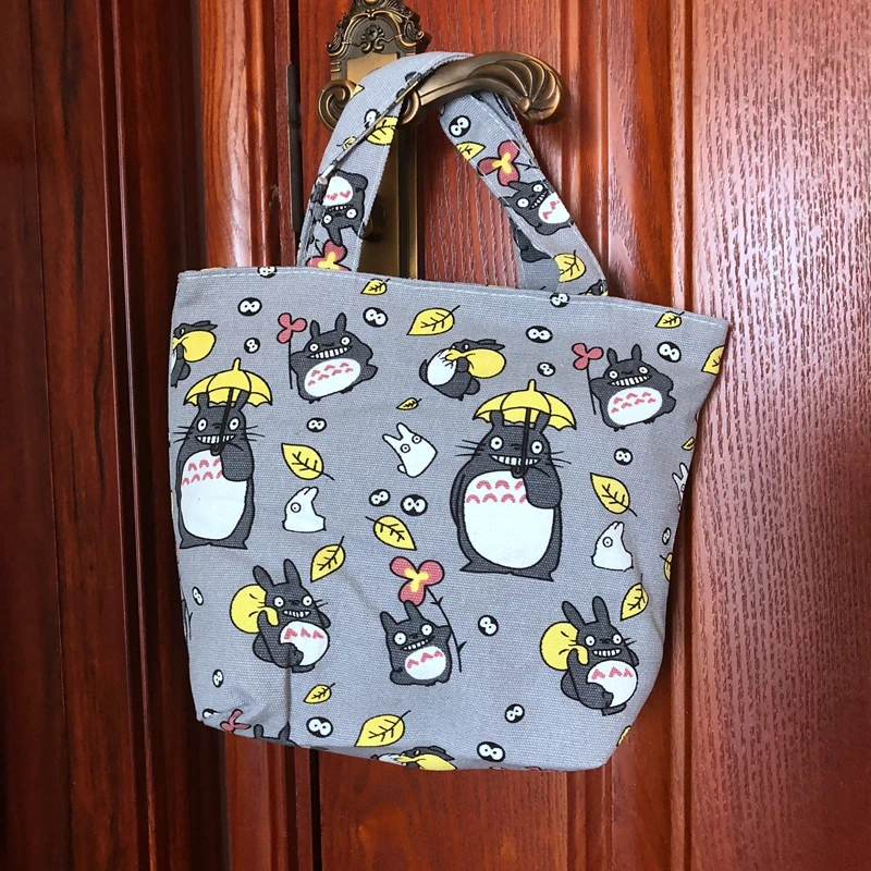 Totoro Penguin Lunch Bag Cartoon Cute Bags Canvas Picnic Travel Storage Bag Fashion Lunch Bags for Women Girls Ladies Kids