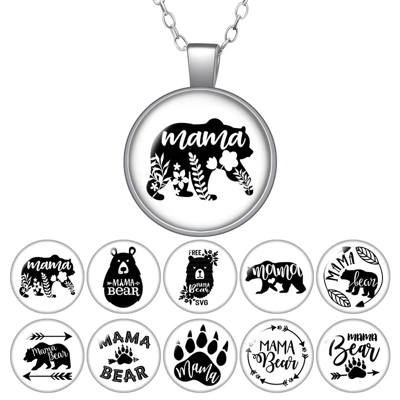 Love Mama Bear фото серебро/бронза кулон ожерелье 25 мм стекло кабошон для женщин девочек ювелирные изделия подарок на день рождения 50 см