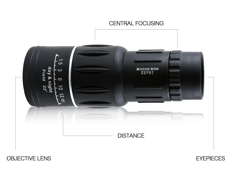 16X52 Upgrade Night Vision Monocular Outdoor Camping HD Eyepiece Handheld Telescope for Smartphone Objective Lens