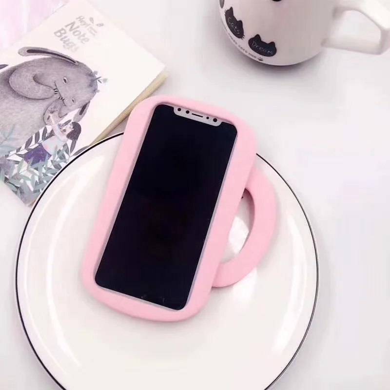 Мягкий силиконовый чехол для iPhone X с милой мультяшной чашкой Barbapapa ударопрочный