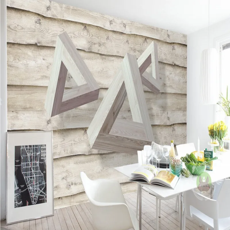 Пользовательские фото обои 3D стерео треугольное дерево ТВ фон росписи студия