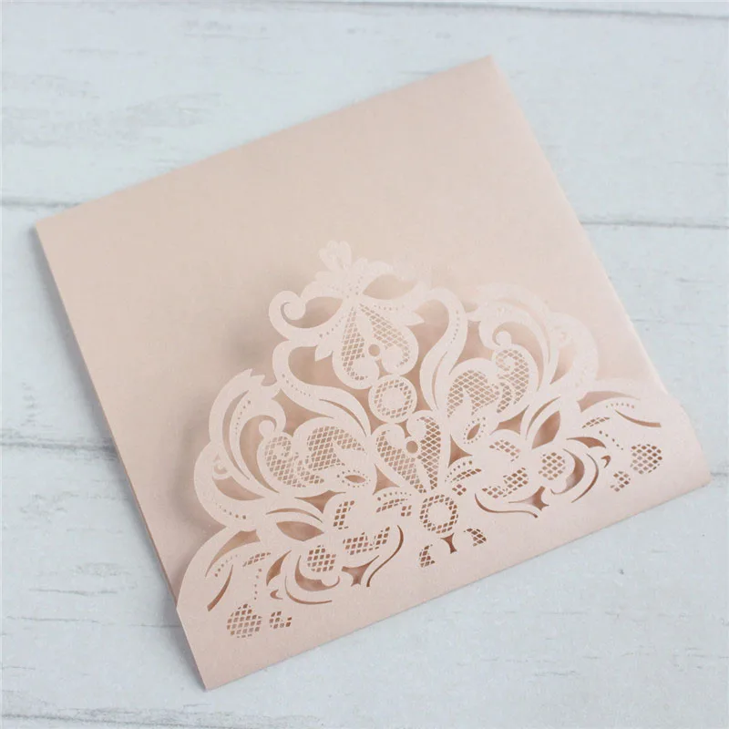 dusty pink Мягкие розовые свадебные пригласительные карты, лазерные карманные свадебные приглашения на свадьбу, печать на заказ, вставка для живота, RSVP - Цвет: dusty pink