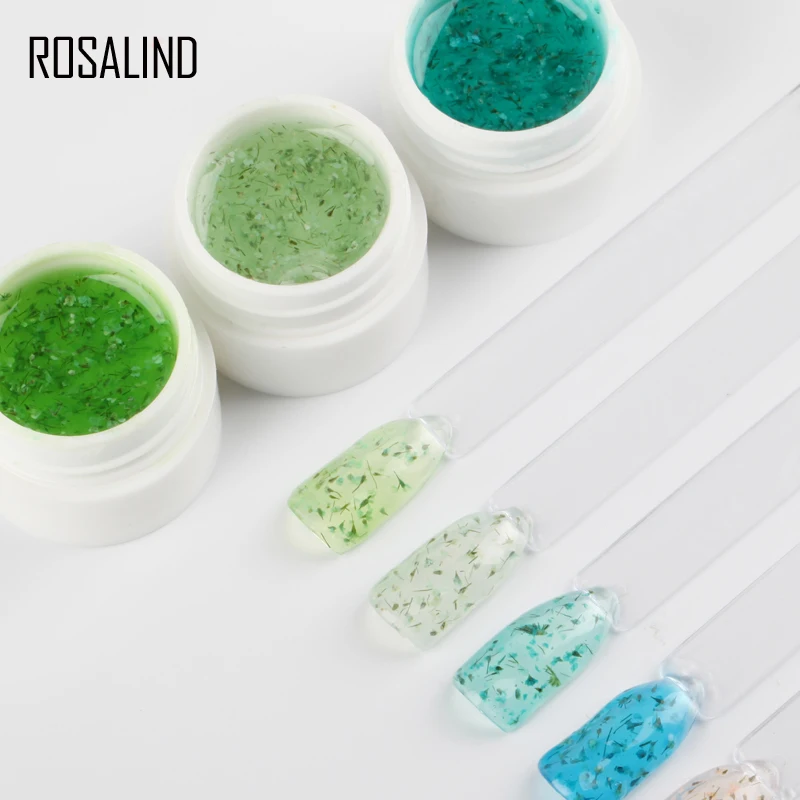 ROSALIND 3D DIY сушеный гель с цветами лак для ногтей натуральные Феи серия УФ LED