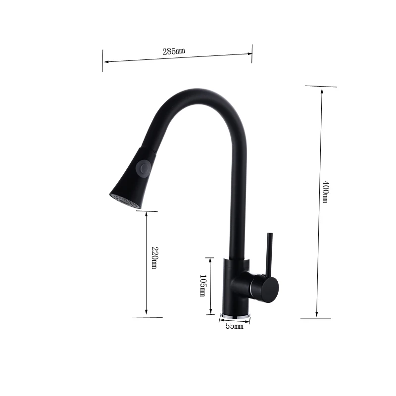 Вращающийся на 360 градусов черный кухонный смеситель латунный кран кухонные