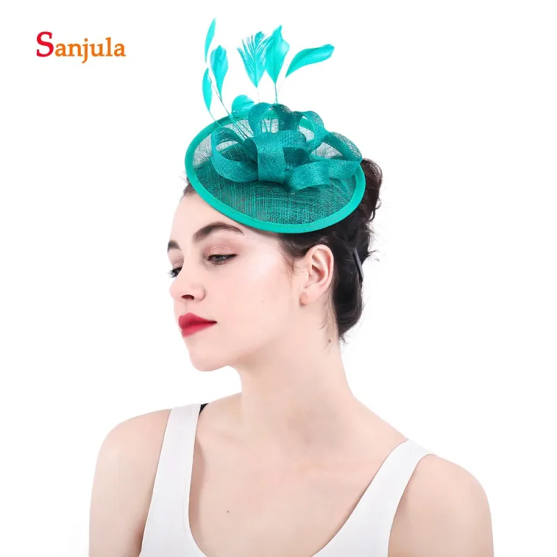 Small Hats for Bride Headpieces Linen Flowers Feathers Wedding Decoration Ladies Important Occasion Accessories H46 | Свадьбы и