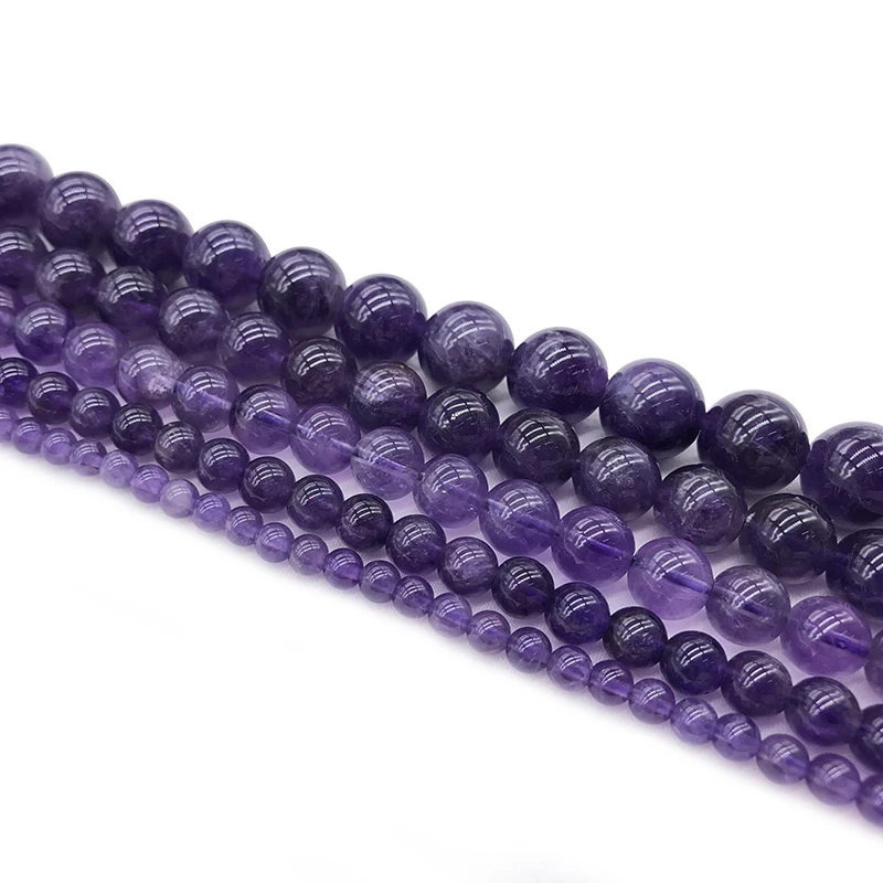 AAAA качественный Натуральный Камень фиолетовый аметисты Круглые свободные бисер