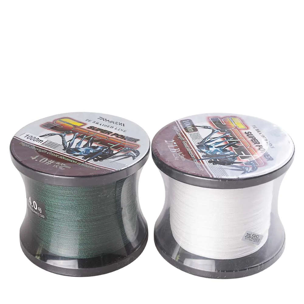 1000 м супермощная мультифиламентная 4 нити PE плетеная леска 12-80 фунтов 0 # -8 Шнур Spider