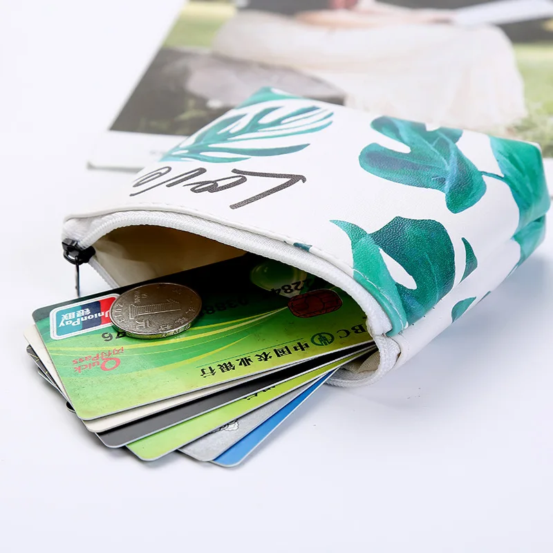 Женский кошелек PACGOTH с зеленым листом на молнии из искусственной кожи 1