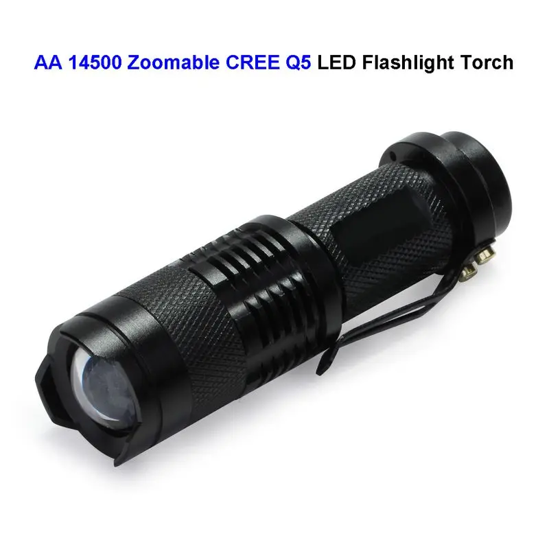 

100pcs Zommable AA 14500 Battery LED Torch Mini CREE Q5 Bicycle LED Flashlight Light 3 Modes