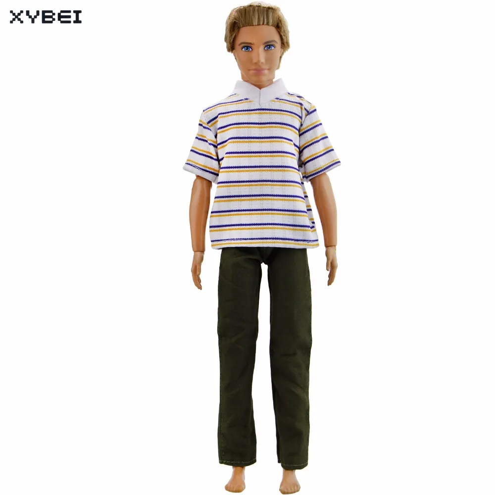 Handmade Outfit Horizontal Stripe Shirt Daily Casual Wear Long Pants Trousers Clothes For Barbie Doll Friend Ken Accessories Toy | Игрушки и