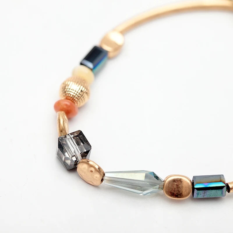

2017 Alloy Gold Color Bracelets Vintage Gold Color Colorful Natural Stone Pendant Charm Bracelets Bangles MYC09017