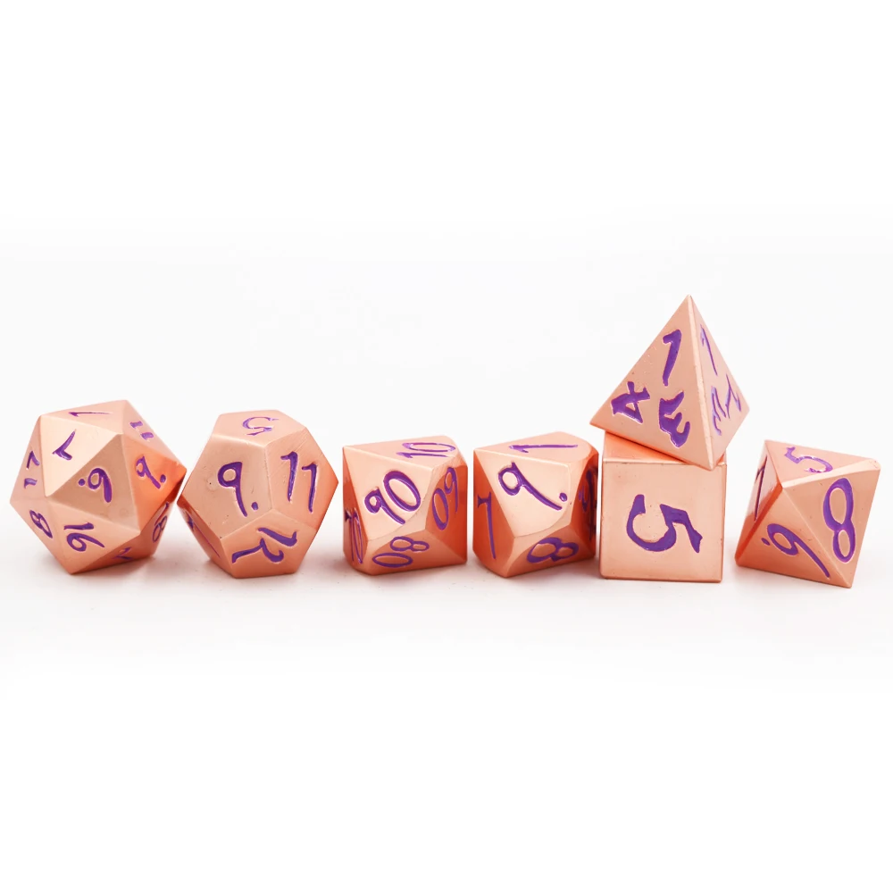 IMDG 7pcs/set Creative RPG Game Dice Polyhedron Metal DND Large Font Red Copper Purple Digital | Спорт и развлечения