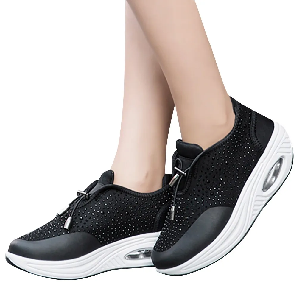 Новый Для женщин s милый Повседневное устойчивые туфли подушки со стразами