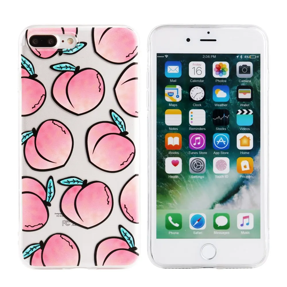Для iPhone 7 Plus чехол 8 6 6S Plus 5 5S SE чехол прозрачный персиковый фруктовый узор TPU Мягкий защитный чехол для iPhone X Xr Xs Max
