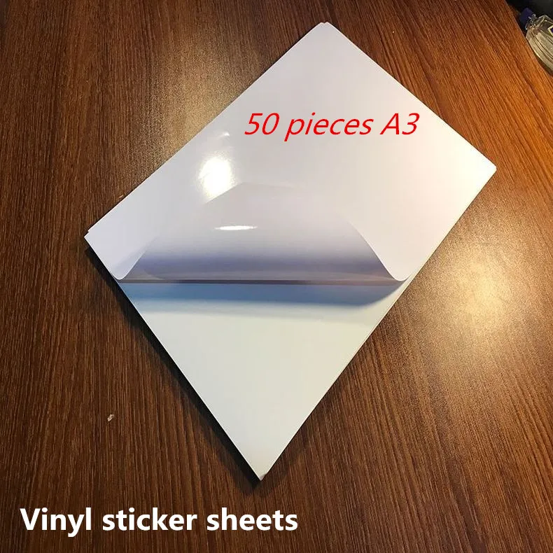 

50 pieces A3 size pvc Clear Sticker Material Adhesive PVC Vinyl for inkjet printer