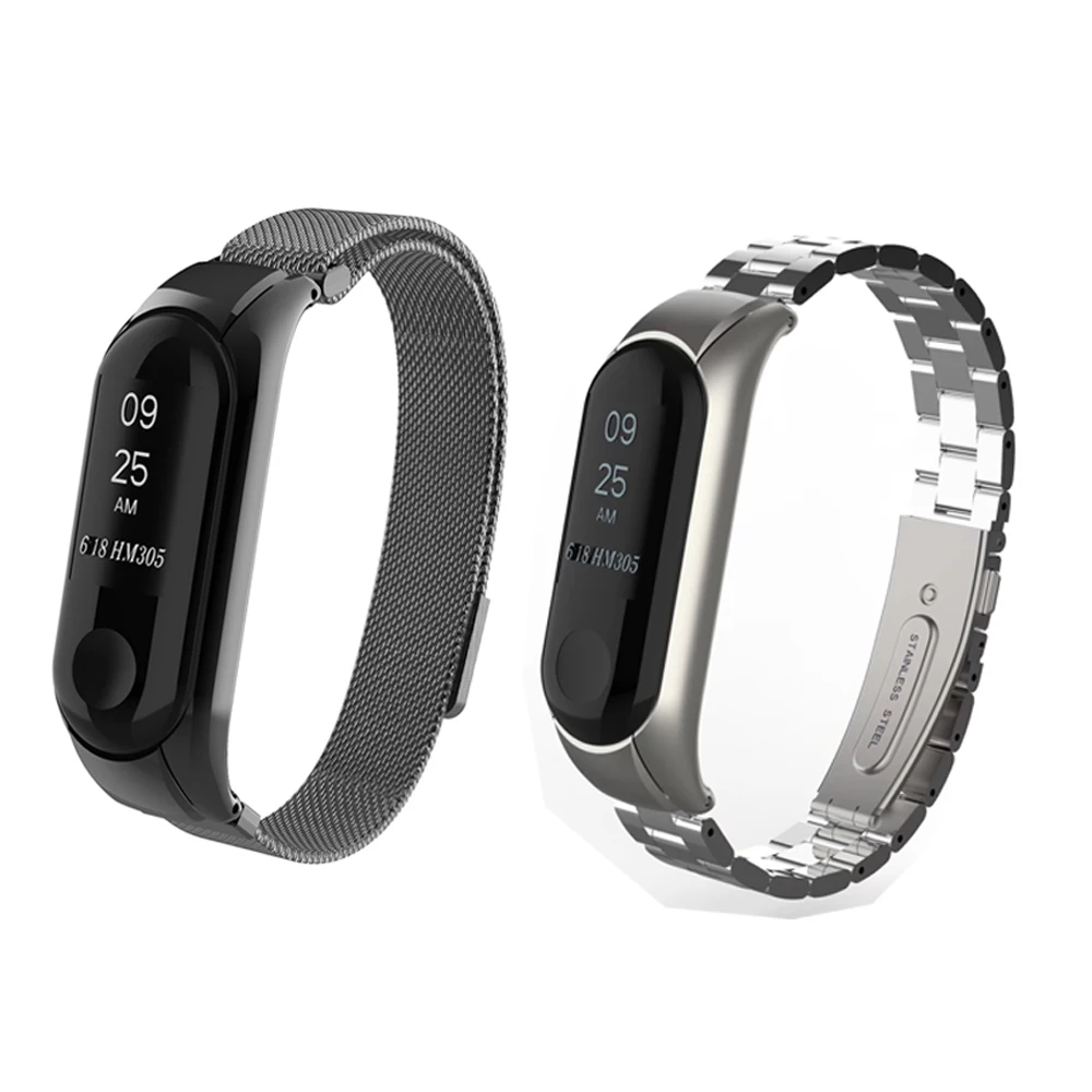 Mi Band 3 ремешок металлический из нержавеющей стали для Xiaomi mi ремешок 3 браслет mi Band 3 Браслеты Кожа Pulseira mi band 3 - Цвет ремешка: 1