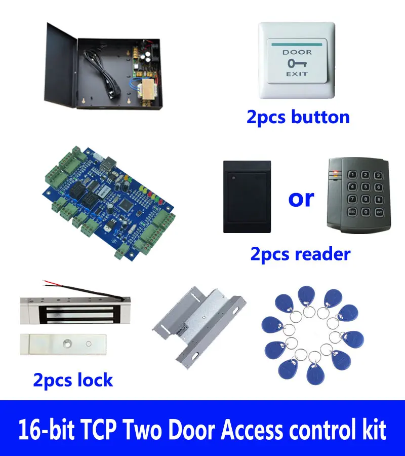 Комплект контроля доступа TCP two door access control + powercase 180kg магнитный замок ZL кронштейн
