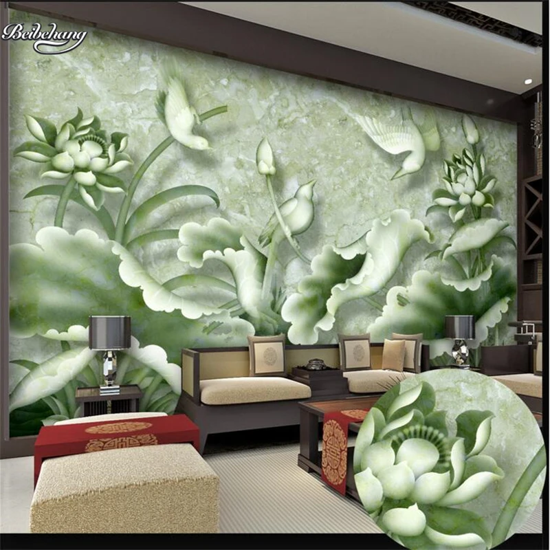 

beibehang Pond moonlight marble TV backdrop custom large fresco non woven fabric environmental wallpaper papel de parede