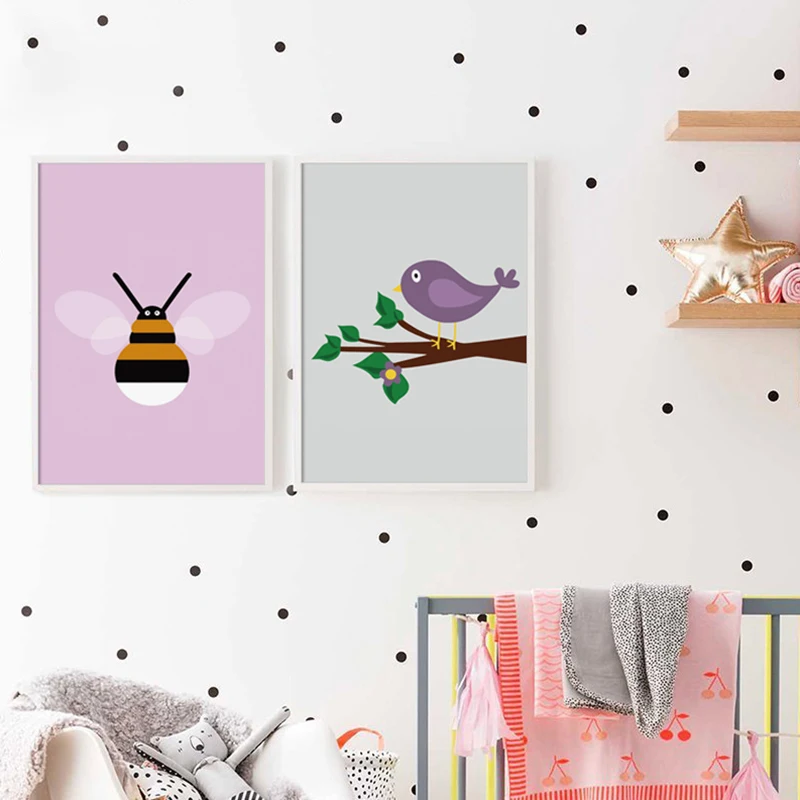 Прекрасный мультфильм холст для живописи пчелы бабочки картина маслом на холсте