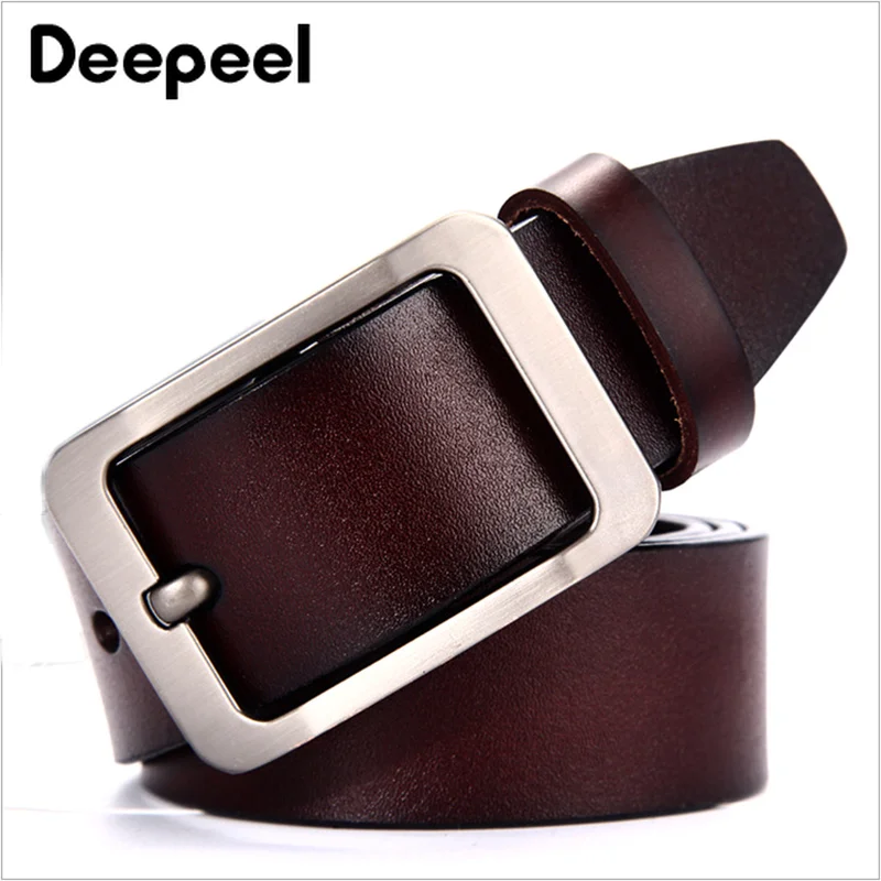 Мужской ремень из воловьей кожи Deepeel 3 8 см * 110-125 прямоугольная металлическая