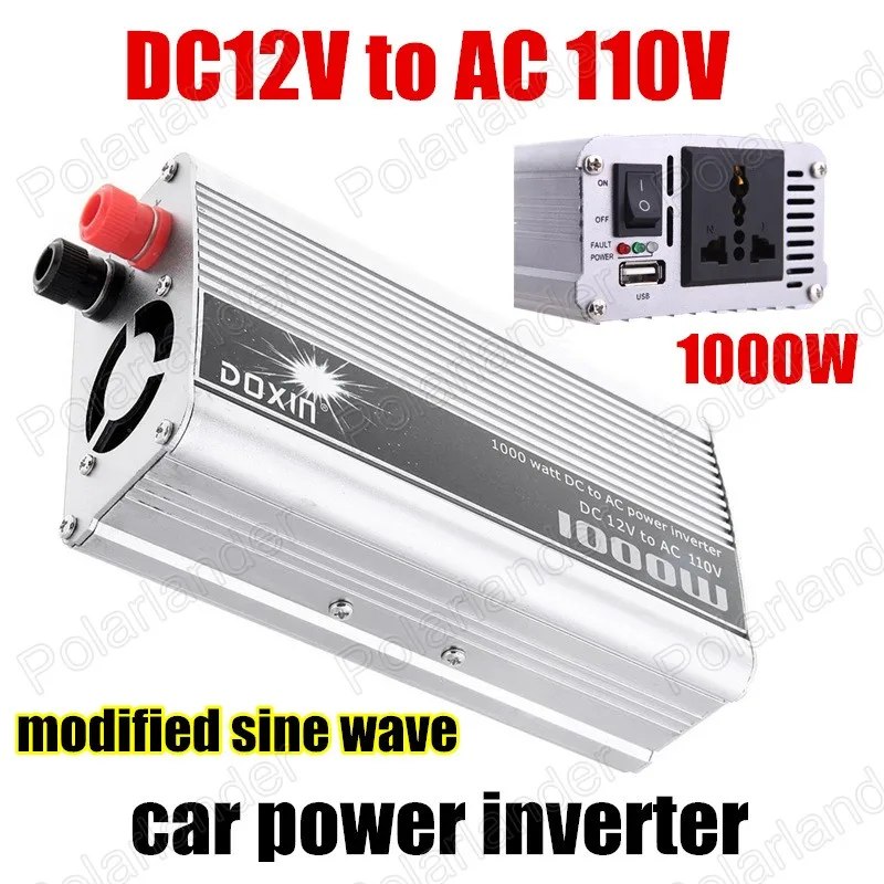 DC 12V to AC 110V Modified Sine Wave New 1000W Car Auto Battery Power Inverter Adapter USB Charger Converter