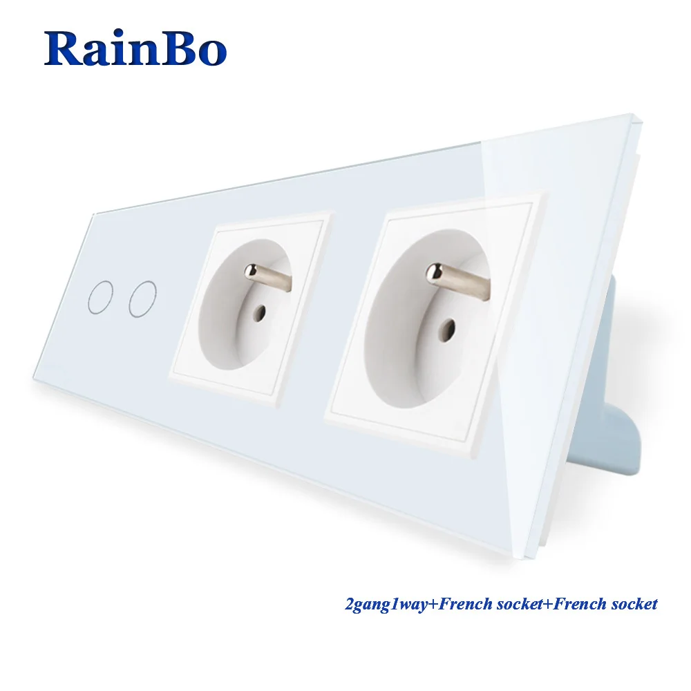 RainBo кристально стеклянная панель Франция Power Socket EU Touch Control экран настенный