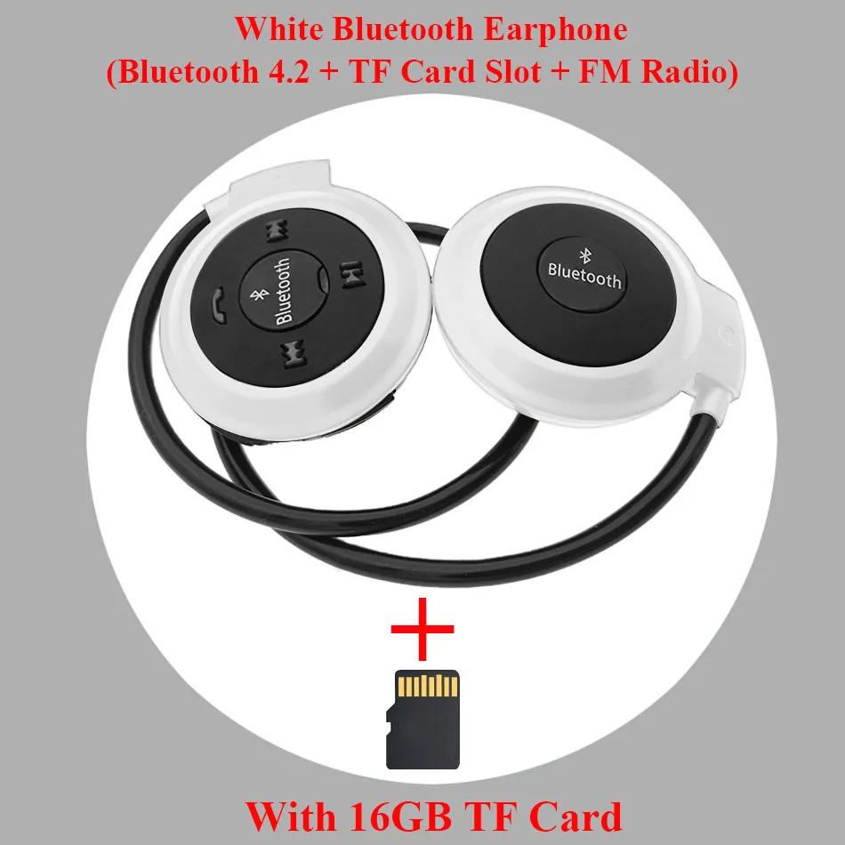 HOMEBARL 3D Mini 503 Mini503 Bluetooth 4,2 FM гарнитура спортивные беспроводные наушники музыкальные стерео наушники+ 8 Гб 16 Гб Micro SD карта - Цвет: White Add 16GB Card