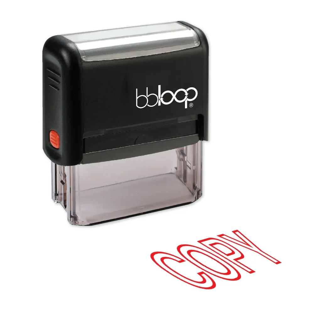 

BBloop "COPY" W/Outline Self-Inking Stamp, Rectangular. Laser Engraved, RED