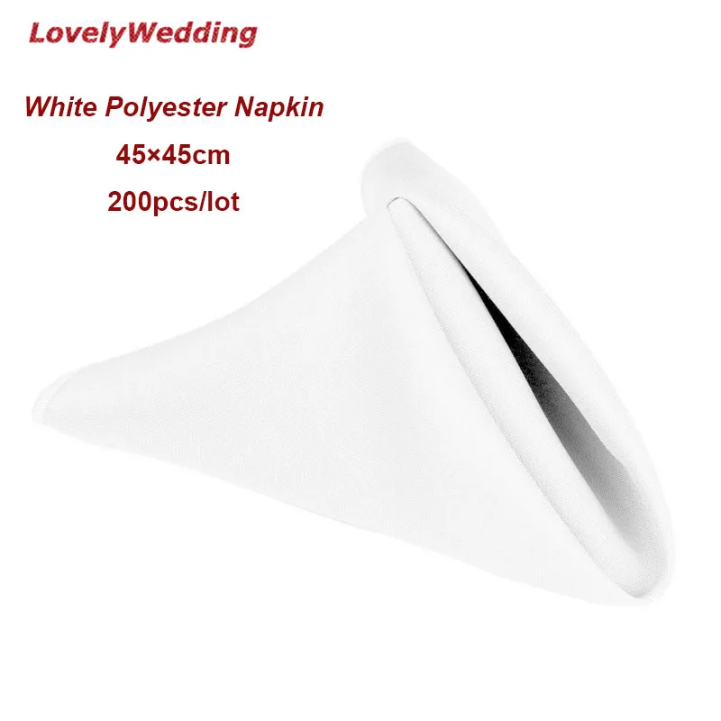 

Free shipping WHITE COLOR 45X45CM 100% polyester wedding napkin 200pcs/lot